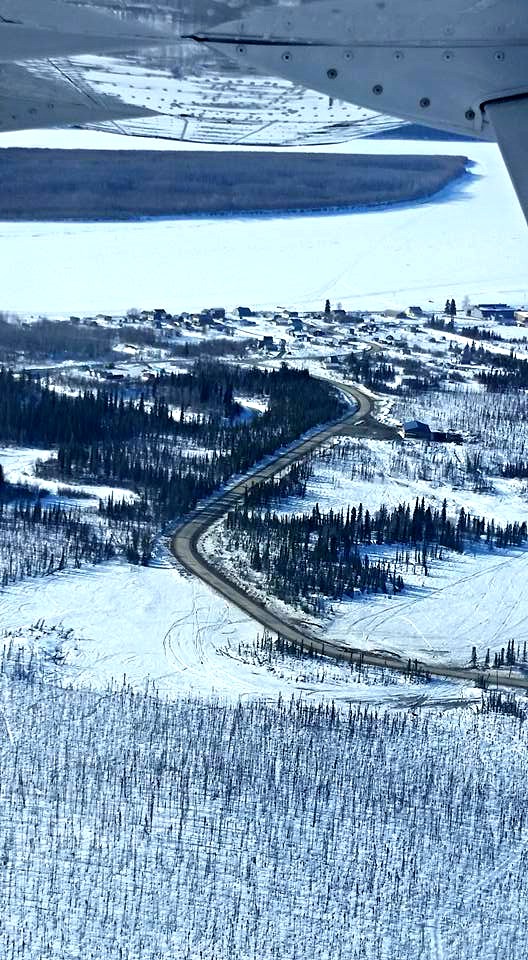 Aerial view of the road into the Yukon-Koyukuk Region