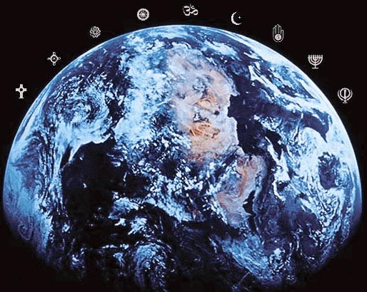 Image of the earth with Club symbols around it
