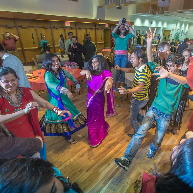 Members of UAF's Indian community celebrate the Diwali Festival in the Wood Center ballroom.