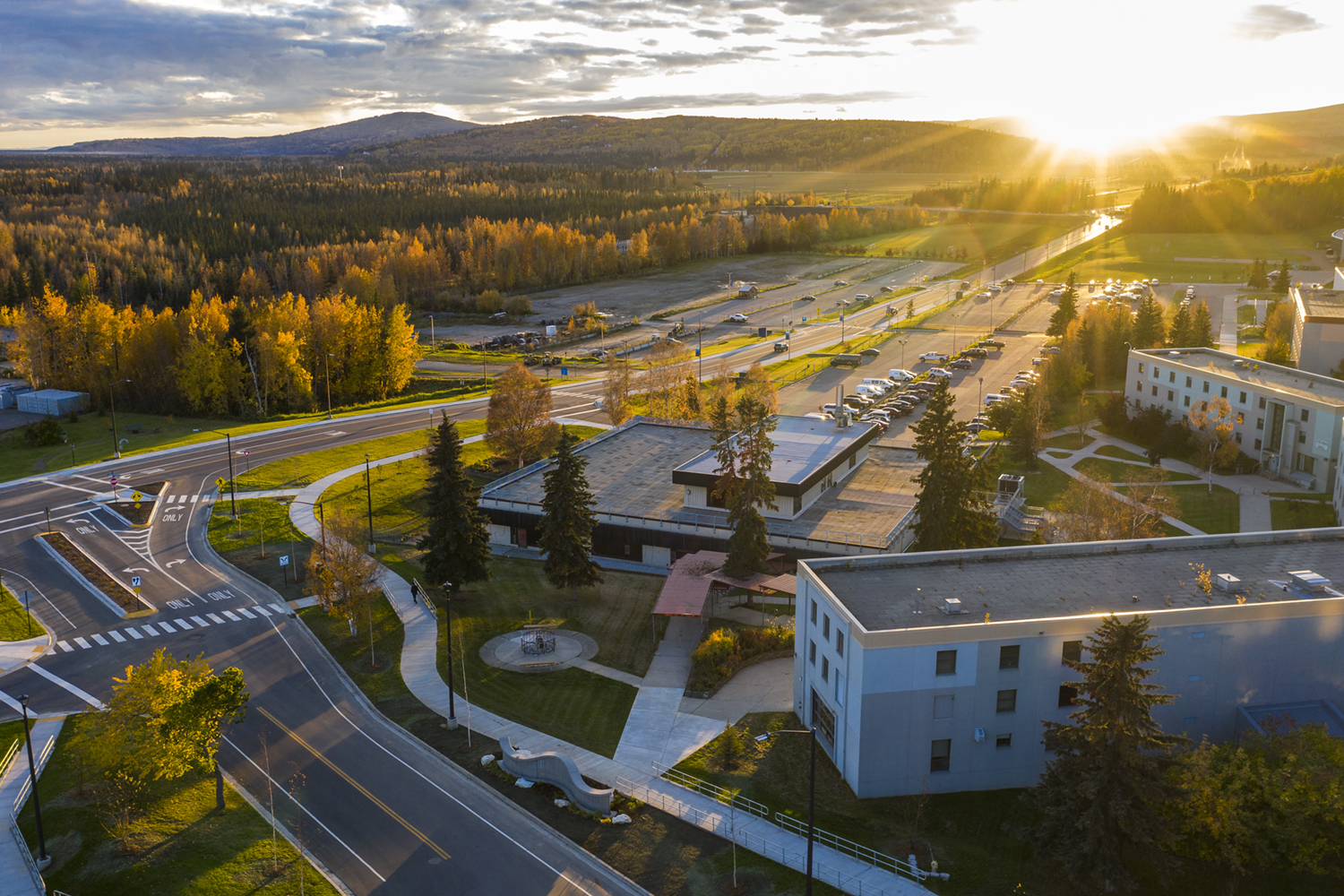 Aerial view of the UAF campus. UAF Photo by Todd Paris