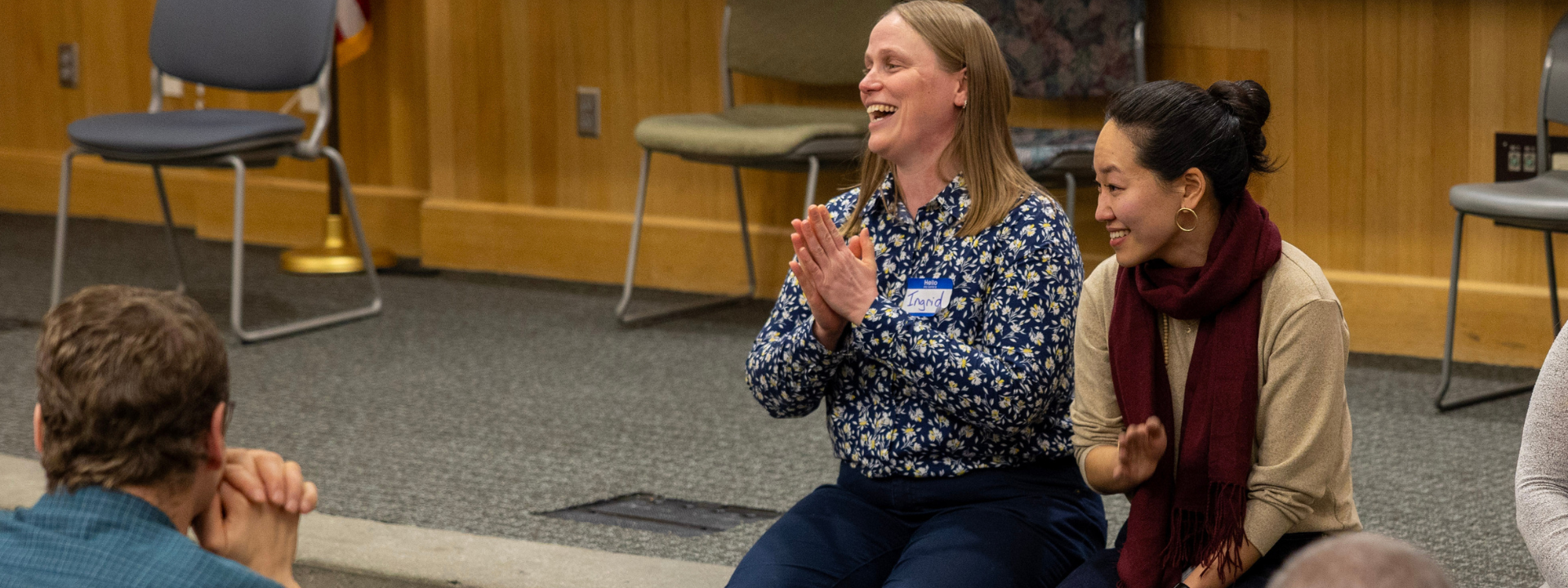 Ingrid Johnson, UAF Justice (left), and Rei Shimizu, UAA Social Work (right) at the 2025 Restorative Justice Symposium in Anchorage, Alaska. Photo courtesy of Johnson and Shimizu