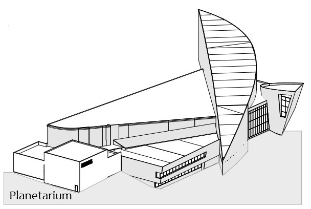 Sketch of UAMN with proposed planetarium attached.