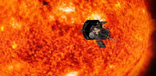 Artist’s concept of the Parker Solar Probe spacecraft approaching the sun.