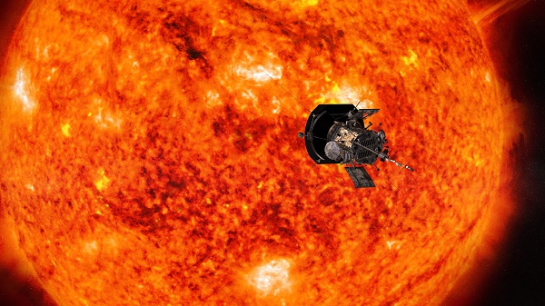 Artist's conception of the Parker Solar Probe approaching the Sun.