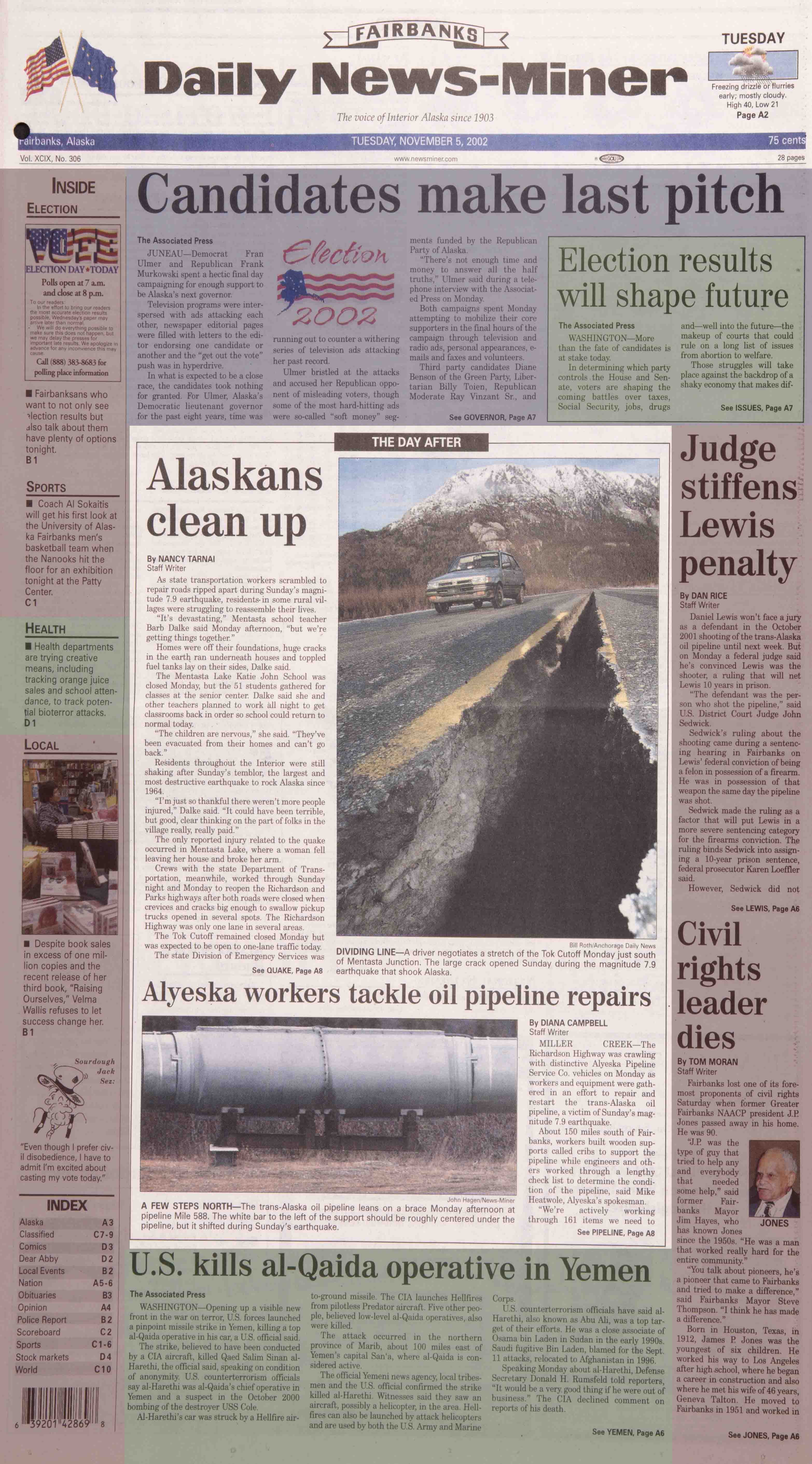 2002 November 5, Fairbanks Daily News-Miner (pg 1)