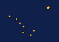 Alaska flag: eight stars of gold on a field of blue.