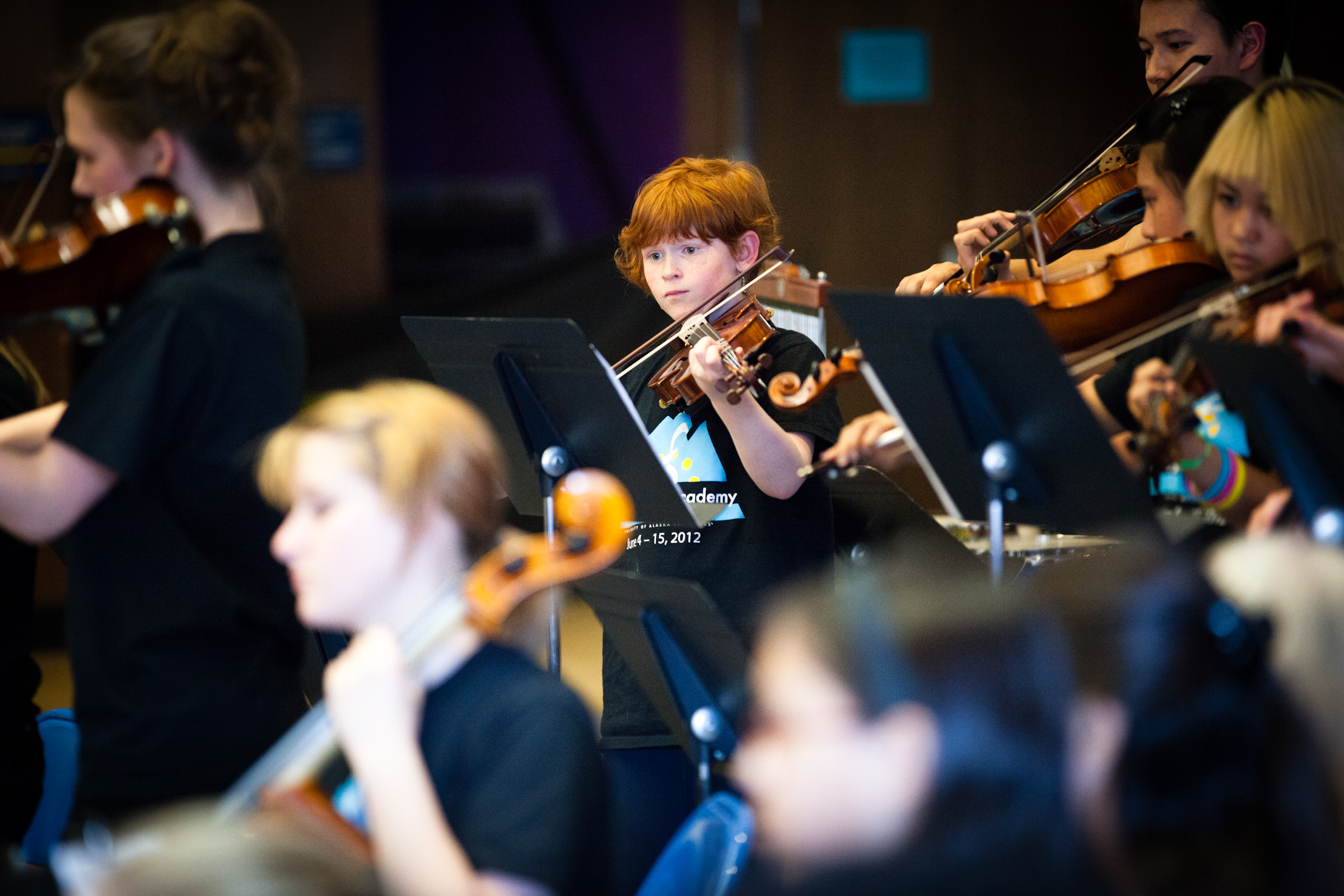 Ella Adkinson performs during  UAF Summer Music Academy’s Celtic music concert in front of students, parents, and community members. UAF Photo by JR Ancheta