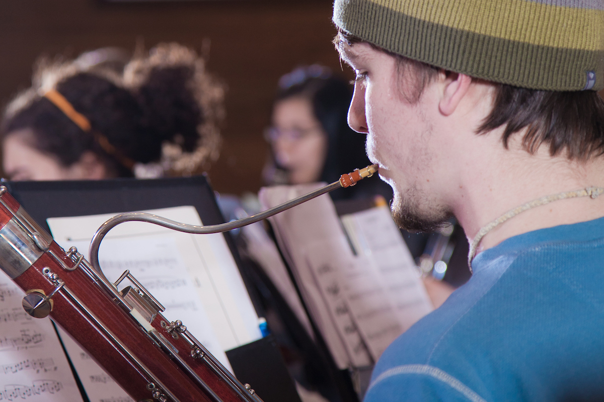 Bassoonists in the UAF Wind Ensemble rehearse in the Charles Davis Concert Hall. UAF Photo by Todd Paris