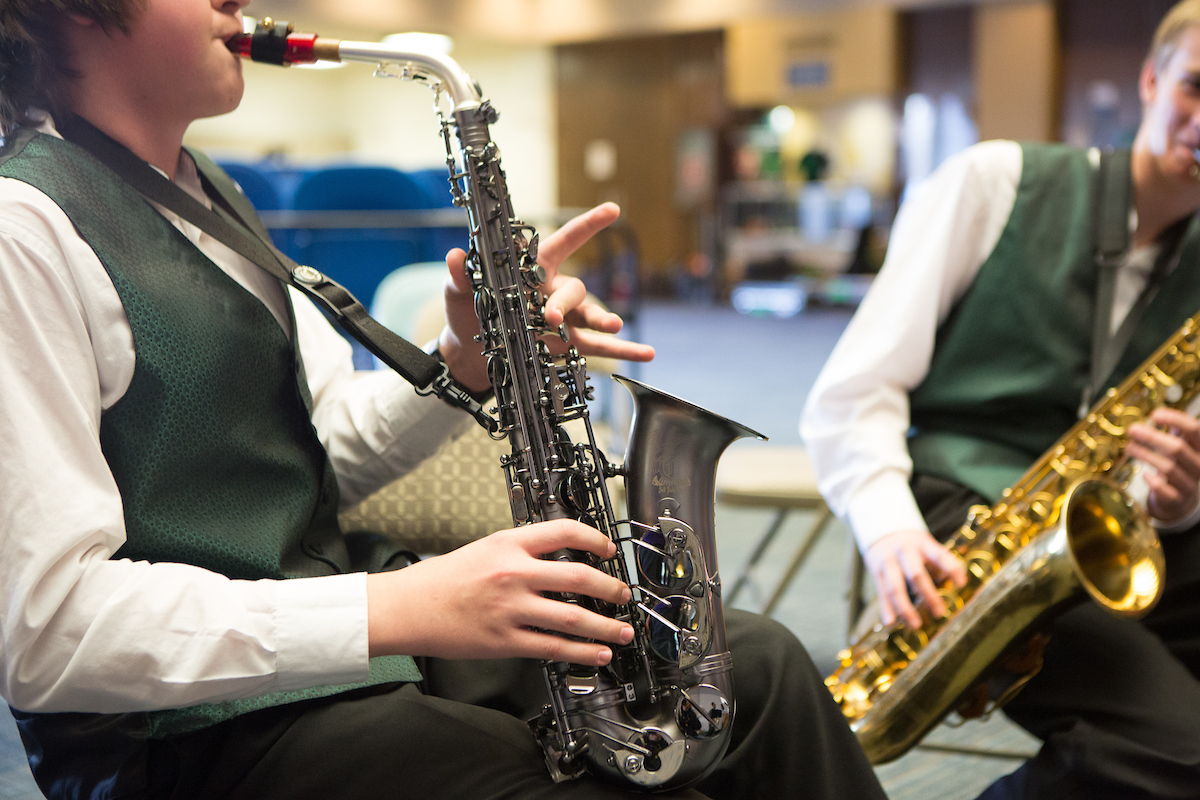 Children play jazz music at the Great Hall during the 2014 Jazz Festival. UAF Photo by JR Ancheta