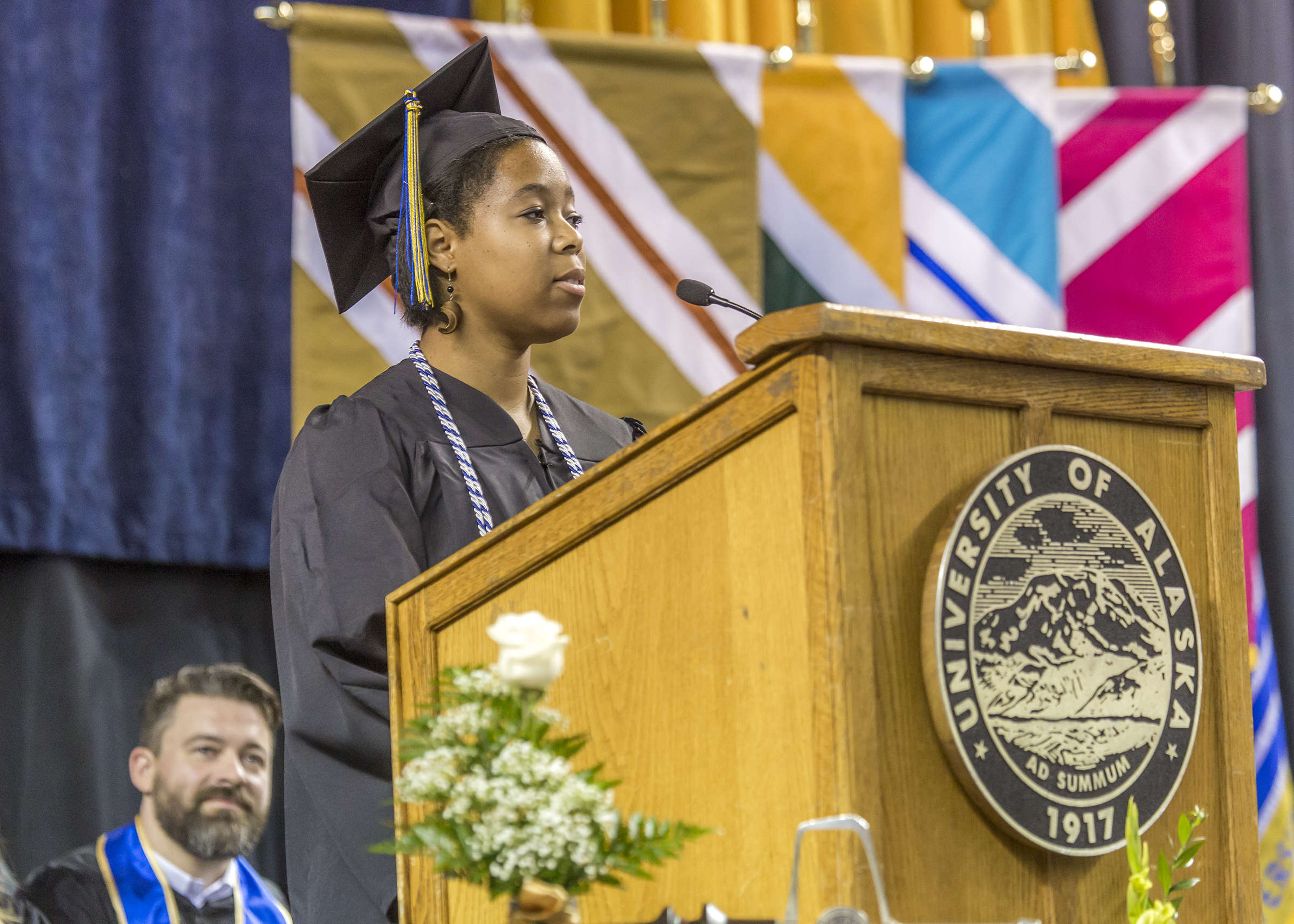 Chavis speaking at the UAF 2015 commencement