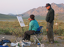 PHOTO: Mollet and student painter