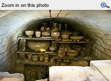 [PHOTO: Finished pots inside the kiln]