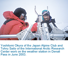 Okura and Saito at the weather station.