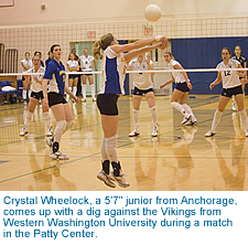 [PHOTO: Crystal Wheelock during UAF vs. Western Washington]