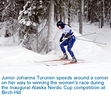 [PHOTO: Johanna Turunen racing at the Inaugural Alaskan Nordic Cup competition]