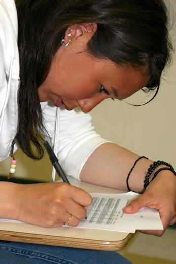 A student at work on an exam.