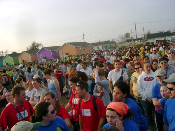 Early every morning 800 volunteers gathered at the Musician's Village in the Ninth Ward to be put to work. Photo by Erica Schooley