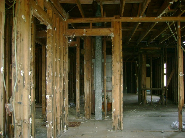 The framework of a gutted house in the Ninth Ward, waiting for reconstruction. Photo by Erica Schooley