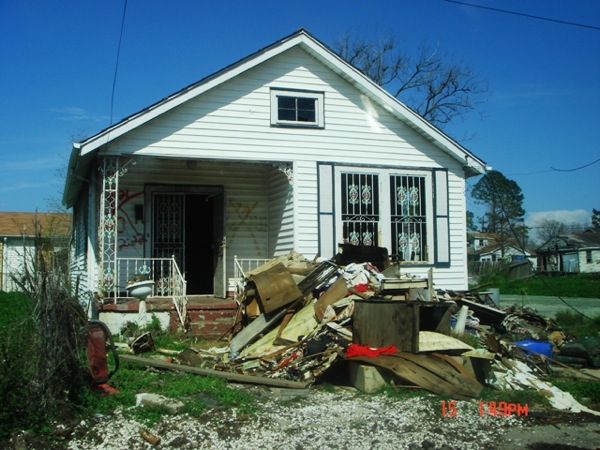 More than a year and a half after Hurricane Katrina, houses are still being gutted and restored in the Ninth Ward of New Orleans. Photo by Alexis Fernandez