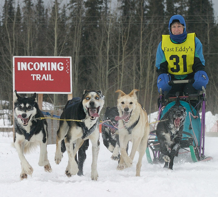 Carol Kaynor and her six-dog team