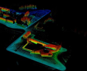 Image courtesy of Chris Larsen. A digital elevation map of the UAF campus featuring the UA Museum of the North produced by Chris Larsen using a laser-GPS system.