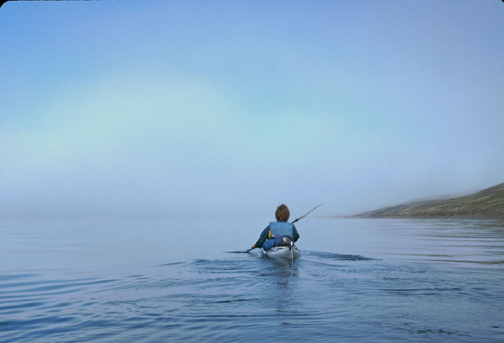 Photo by Chris Larsen..  Keith Echelmeyer paddles on a two-month wilderness trip through the Brooks Range and Alaska's North Slope.  