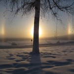 Photo by Ned Rozell. Sundogs visible from Fairbanks in mid-November, 2010.