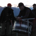 Photo by Lisa Tolentino.. Percussionists Steven Schick and Douglas Perkins with composer John Luther Adams. 