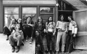 Photo by Howard Ringley. A photo of the band taken at the Howling Dog in Ester in 1973. Left to right: Rif Rafson, Susan McInnis (front), Donna Stewart, Pat Fitzgerald, Gary Westcott, Sam Levine, James Bartlett, Phil Falkowski. Missing: Al Green.