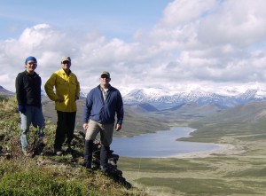 Photo courtesy Tony Fiorillo. From left, Yoshi Kobayashi, Tony Fiorillo and Tom Adams in the Wrangell Mountains near where they discovered dinosaur tracks.