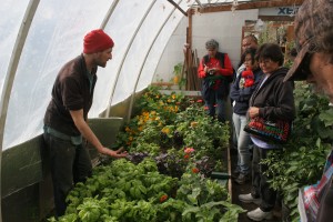 Photo Jeff Fay. Calypso Farm and Ecology Center director Tom Zimmer offers tips on greenhouse production to participants in last year’s Alaskan Growers School. 