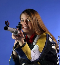 Photo by USA Shooting. Gray, who shot for the Nanooks from 2002-2006, is on the Olympic stage for the second time in her career.