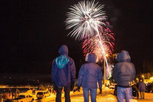UAF photo by Todd Paris. Community members view the annual Sparktacular fireworks show on Dec. 31, 2012. The 2018 show begins at 8 p.m. on New Year's Eve.