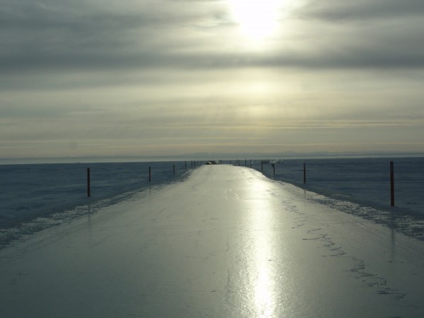 Photo courtesy of Alaska Department of Natural Resources Division of Mining, Land & Water. Savant ice road.