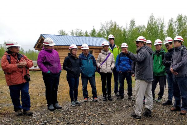 Photo courtesy of EarthScope. .  UAF professor Matthew Sturm discusses permafrost issues with the SinoProbe group and members of the EarthScope National Office.