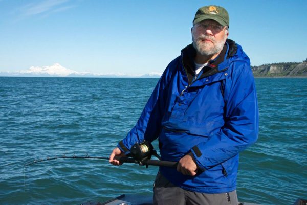 Photo courtesy of Alaska Sea Grant.  University of Alaska Fairbanks Professor Terry Johnson tries his hand at halibut fishing in Cook Inlet in 2015. Johnson was trying to improve techniques so more halibut will survive being caught and released.