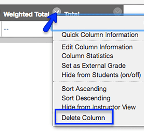 By default, a weighted Total column is created. If you don’t use weighted grades, remove it to clean up My Grades.
