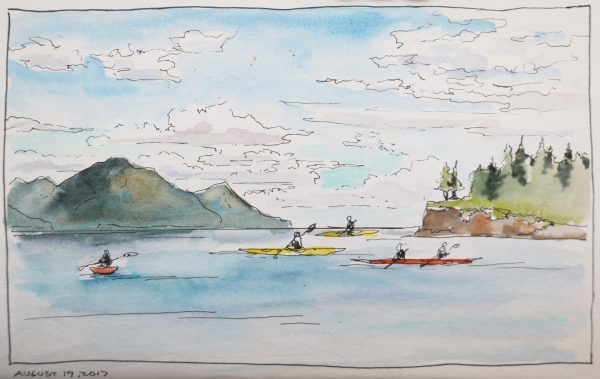 Photo courtesy of Erin Pettit.. Artist Maria Coryell-Martin was a Girls in Icy Fjords instructor who captured the expedition in water colors.