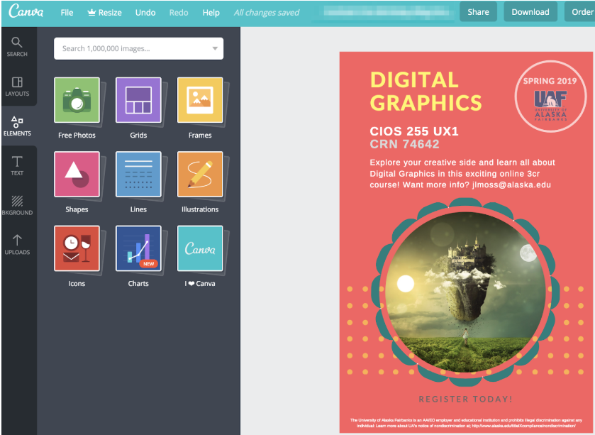 You can easily create your own course flier in Canva.