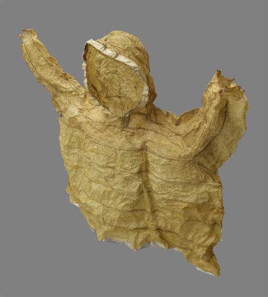 Alaska NSF EPSCoR image by Cassidy Phillips. A 3D model displays a child-sized seal gut parka that will be included in the virtual exhibit.