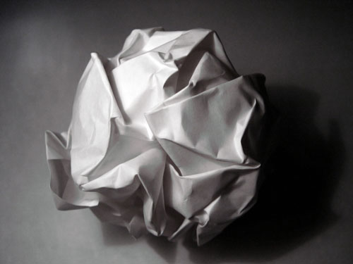 A piece of paper balled up.