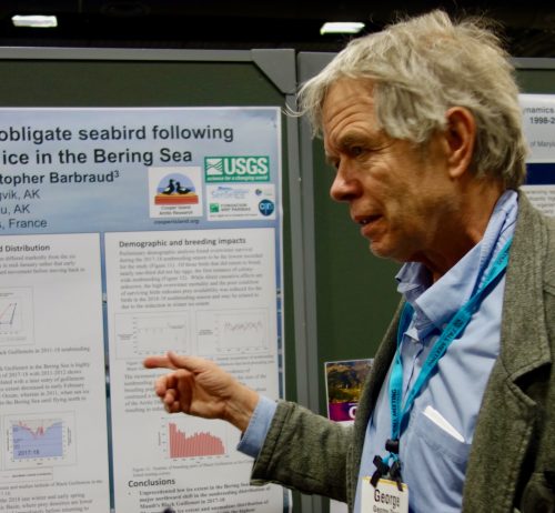 Photo by Ned Rozell. George Divoky explains his poster during the American Geophysical Union Fall Meeting in Washington, D.C., on Dec. 13, 2018.