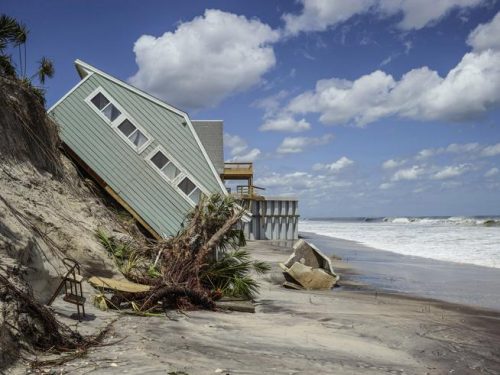 James Balog/Earth Vision Institute House collapse due to coastal erosion in South Ponte Vedra Beach, Florida demonstrates one of the impacts of worsening flooding and storm damage due to rapid Arctic change.