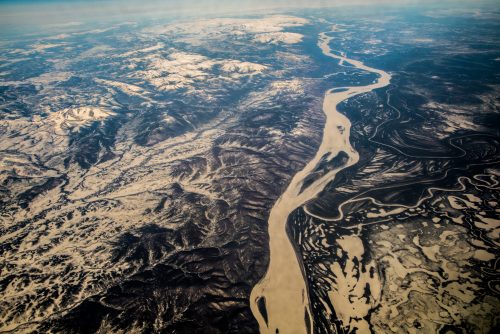 UAF photo by Todd Paris. The Yukon River winds through western Interior Alaska in early April.