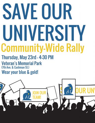 Save Our University rally flyer