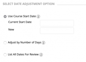 Screenshot of the adjustment options for due dates in Blackboard.