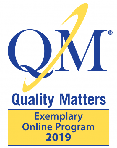 QM badge stating "Exemplary Online Program 2019"