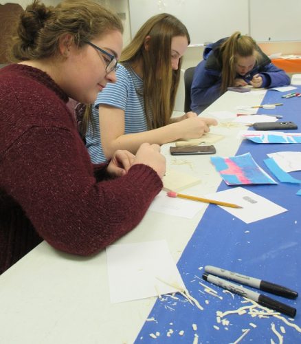 UAMN photo. Teens create art during an ARTSci workshop at the museum.