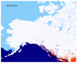 Image by Chris Waigl/Alaska EPSCoR. Click on this GIF to see changes in Alaska snowcover from March-May 2020.