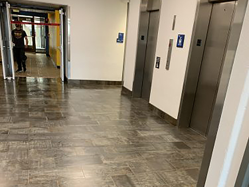 New floor tiles replaced the 50-year-old quarry tile in the Gruening Building. Photo courtesy of UAF's Division of Design and Construction.